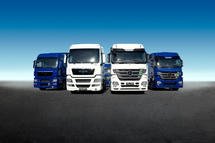 Four trucks from the TRS fleet